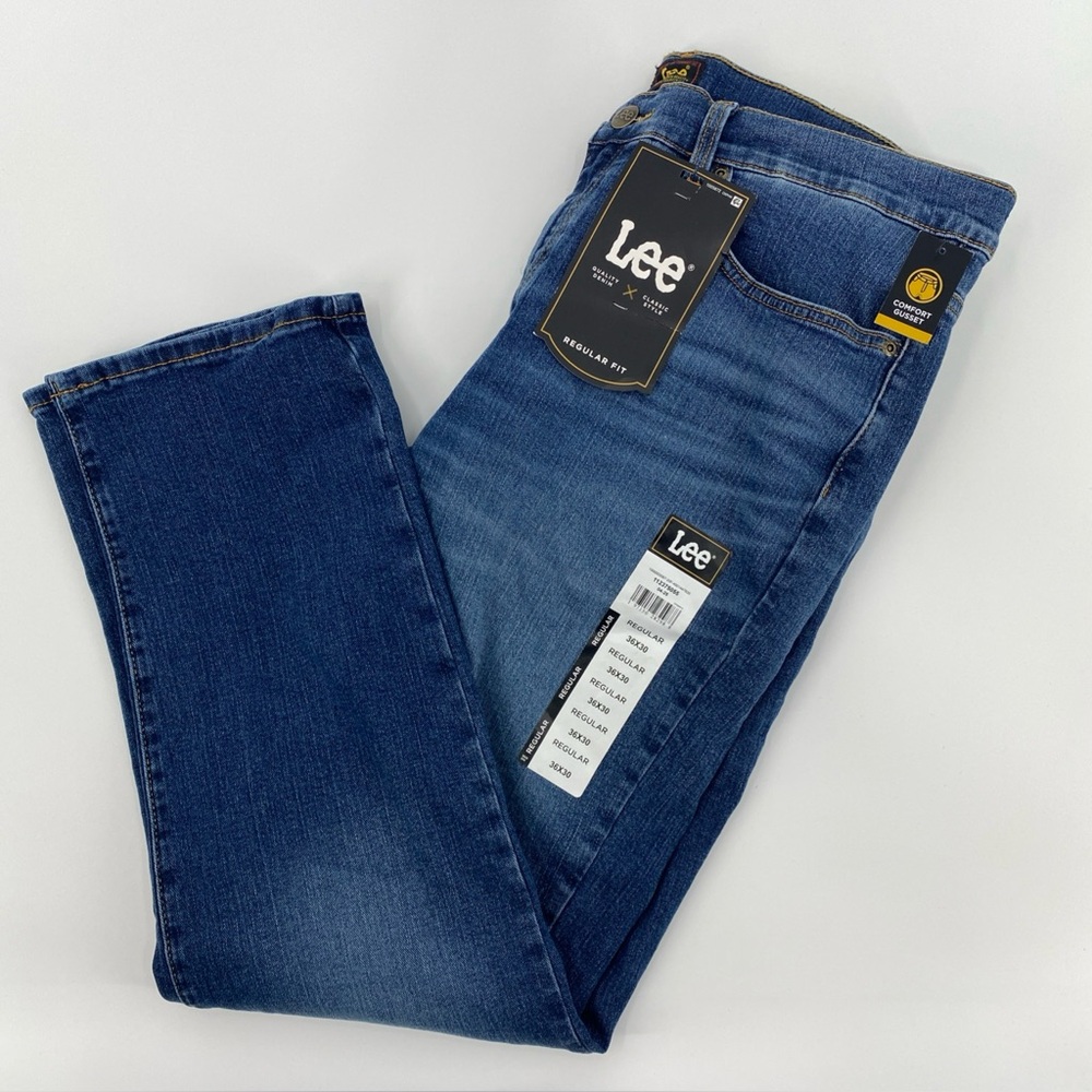 Lee Jeans Mens Tag 36x30 Blue Straight Comfort Gusset Chore Workwear Classic NEW